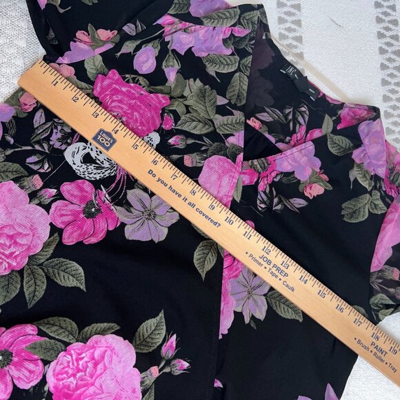 INC International Concepts Black Pink Floral Mesh Bell Sleeve Peasant Blouse Top - Picture 10 of 10